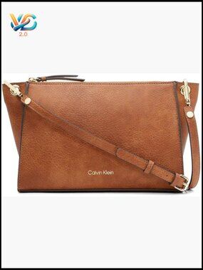 Top Zip Crossbody Bag - Vegan Leather - Organizer Pockets